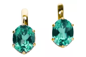 8K κίτρινο χρυσό 333 Emerald Σκουλαρίκια vec003x-em Russian Soviet USSR Vintage style Art Deco style